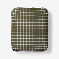 Classic Stripes and Plaids Cool Yarn-Dyed Cotton Percale Fitted Bed Sheet - Windowpane Green, Full