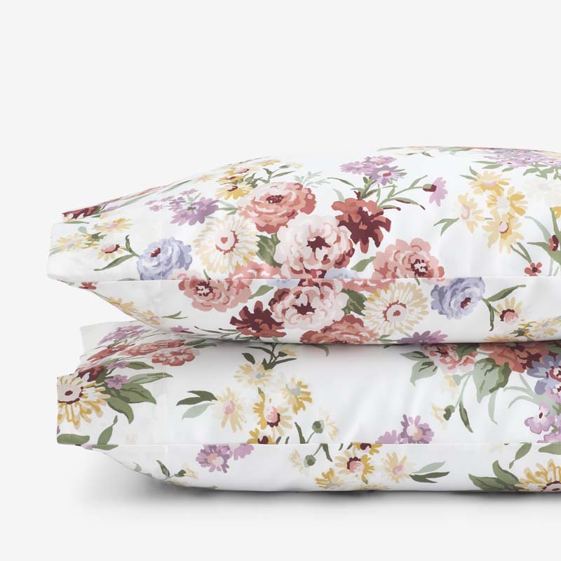 Nature's Bouquet Classic Smooth Sateen Pillowcase Set - Cream Multi, King