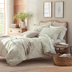Blossom Trail Garment Washed Cotton Percale Sham - Green Tea, Euro