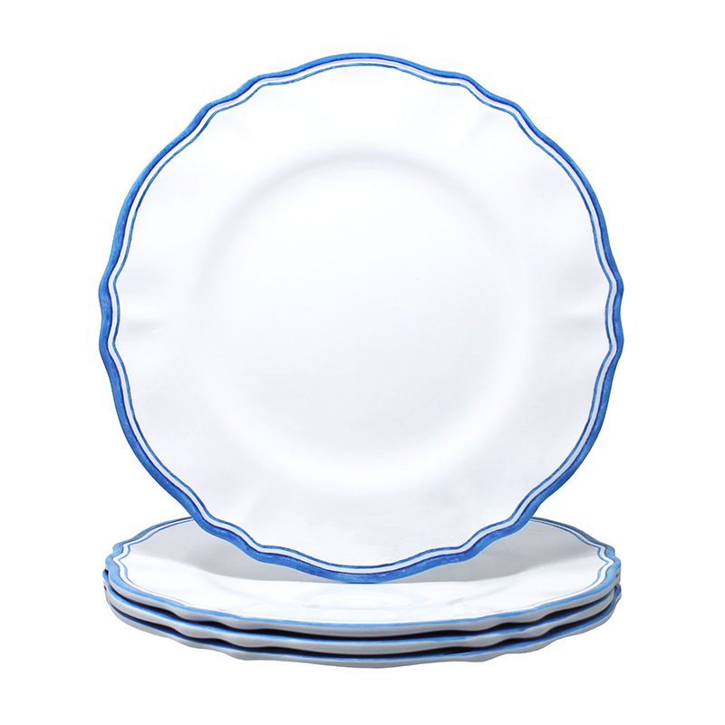 Maison Melamine Dinner Plates, Set of 4 - White/Blue