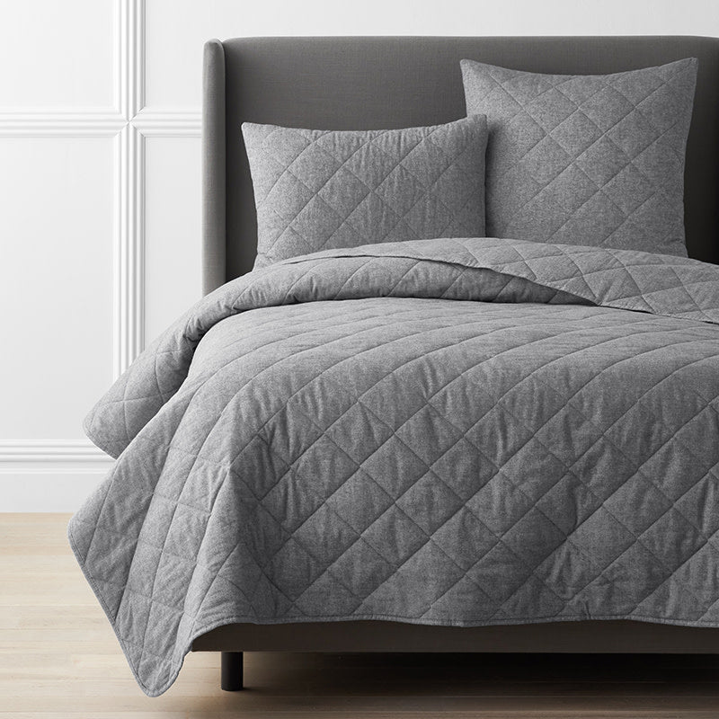 Bromley Premium Ultra-Cozy Cotton Flannel Coverlet - Smoke, Queen