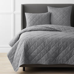 Bromley Premium Ultra-Cozy Cotton Flannel Coverlet - Smoke, Queen