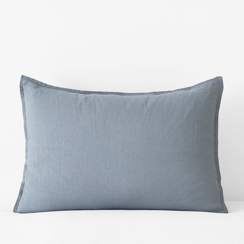 Premium Breathable Washed Linen Solid Sham - Dusty Blue, King