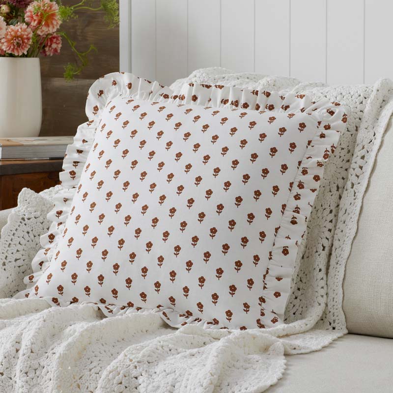 Flowers Decorative Square Pillow Cover -  Flowers Nutmeg, 20 in. x 20 in.