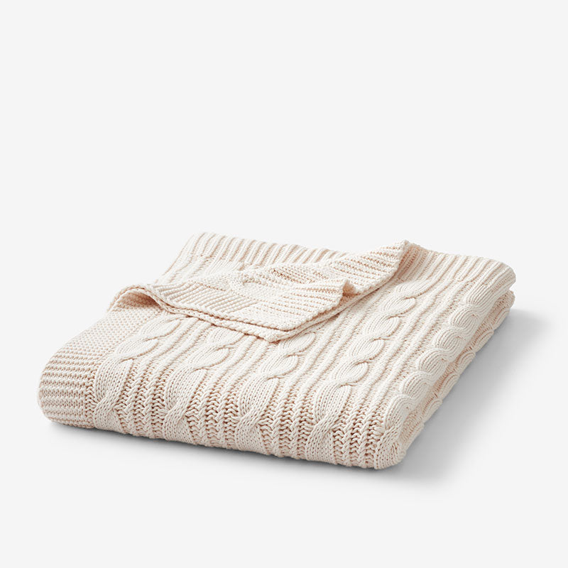 Chunky Cable Knit Throw - Natural