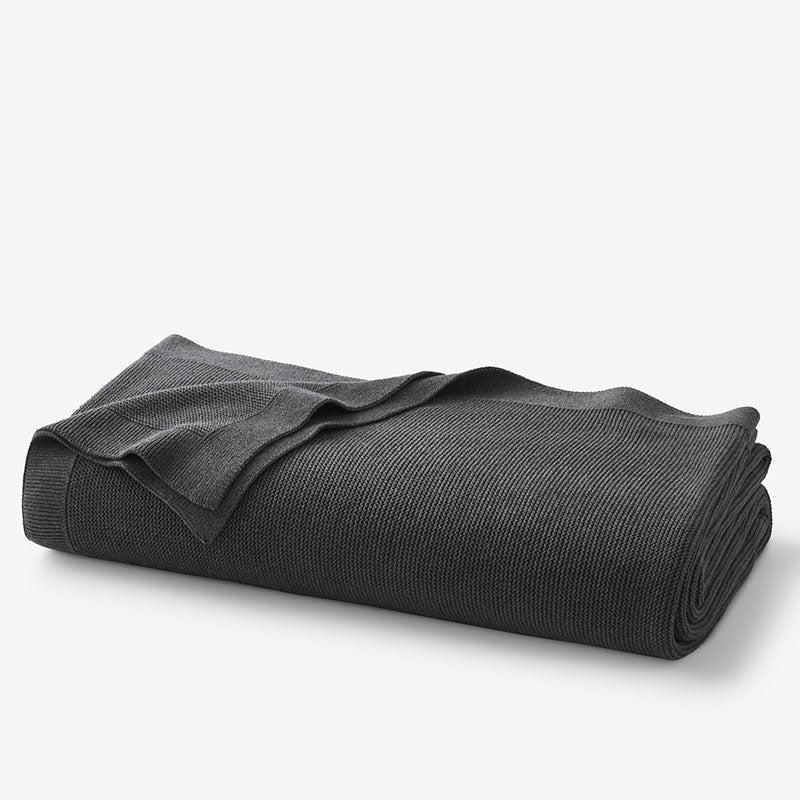 Classic All Season Breathable Cotton Knit Blanket - Dark Gray, Twin/Twin XL