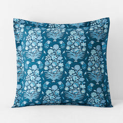 Nawab Floral Premium Smooth Sateen Reversible Sham - Blue Multi, Euro