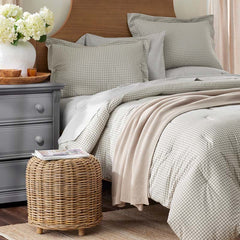 Classic Stripes and Plaids Cool Yarn-Dyed Cotton Percale Comforter - Mini Check Green, Twin/Twin XL