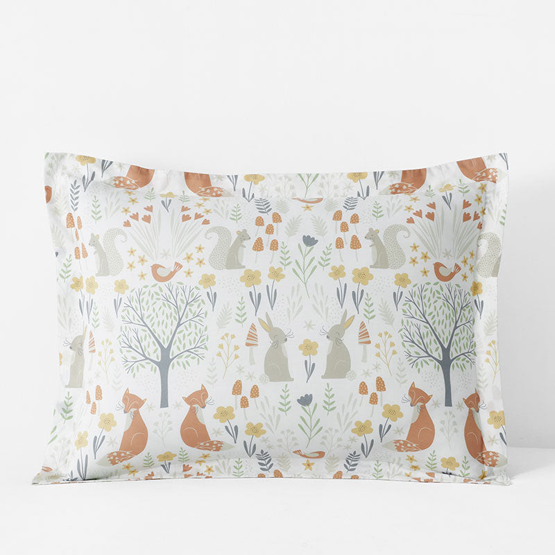 Forest Animals Classic Cool Organic Cotton Percale Sham - Ivory Multi, Standard