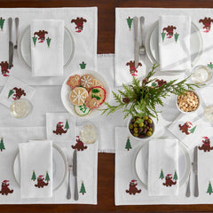 Embroidered Novelty Placemats, Set of 4 - Poinsettia