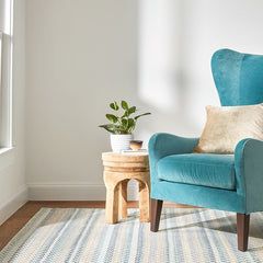 Poppy Handwoven Wool Rug - Blue, 5' x 8'