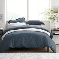 Premium Smooth Supima® Cotton Wrinkle-Free Sateen Flat Bed Sheet - Steel Blue, King/Cal. King