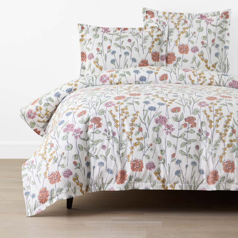 Garden Mirage Classic Cool Cotton Percale Duvet Cover - White Multi, Full/Queen