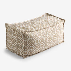 Indoor/Outdoor Pouf - Textured Fretwork Sand, Large