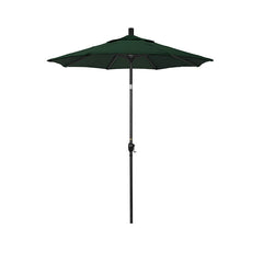 6' Round Outdoor Patio Umbrella, Aluminum with Push Button Tilt - Black Finish, Forest Green
