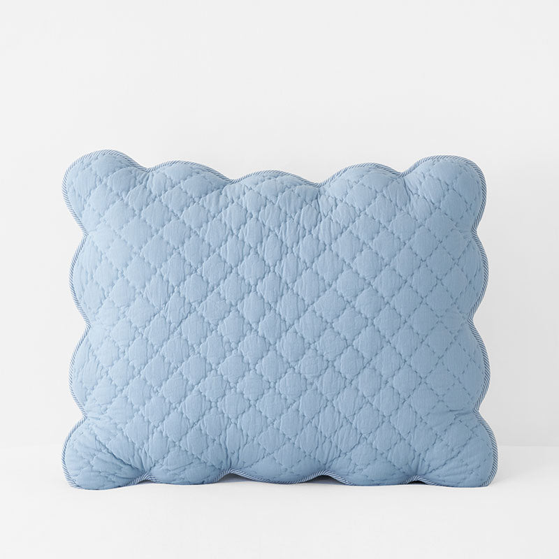 Scallop Quilted Sham - Blue Sea, King