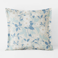 Clemencia Classic Cool Cotton Percale Sham - Floral Pale Blue, Euro