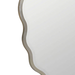 Oval Scalloped Metal Frame Wall Mirror - Silver
