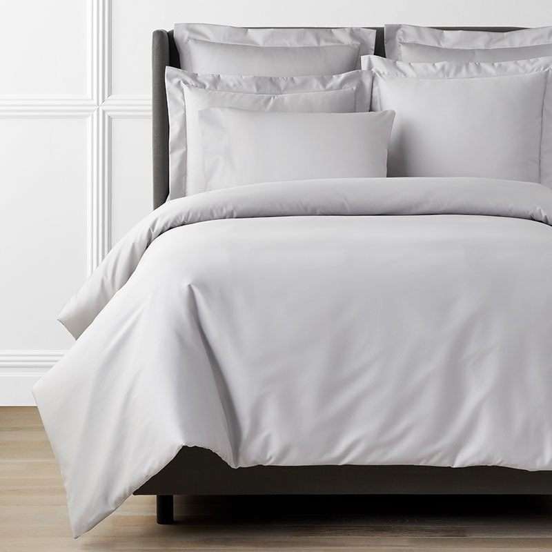 Premium Smooth Supima® Cotton Wrinkle-Free Sateen Duvet Cover - Light Gray, Full/Queen