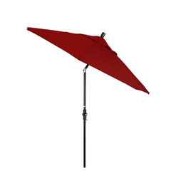Round Outdoor Patio Umbrella, Fiberglass with Twist Tilt - Black Finish, Jockey Red, 9'