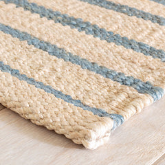 Moana Stripe Handwoven Jute Rug - Blue, 2' 6" x 8' Runner