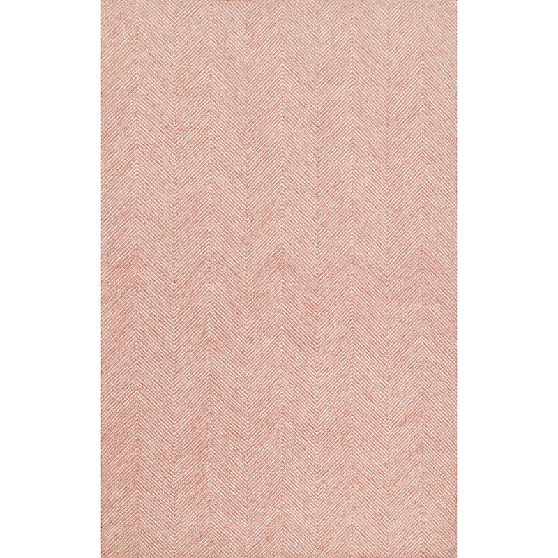 Herringbone Hand Tufted Wool Rug - Pink, 5' x 8'
