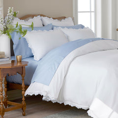 Embroidered Scallop Classic Smooth Sateen Solid Sham - Light Blue, Standard