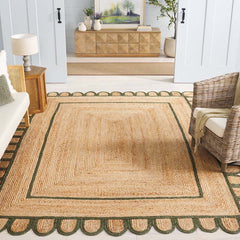 Scallop Border Handwoven Jute Rug - Olive, 3' x 5'