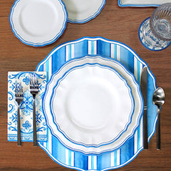 Maison Melamine Appetizer Plates, Set of 4 - White/Blue