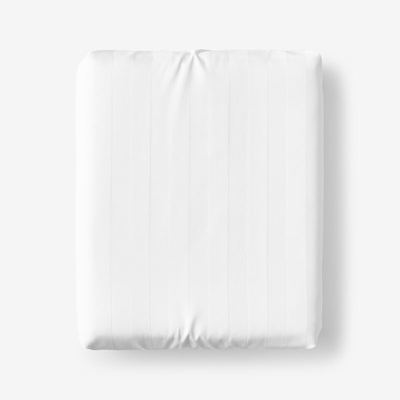 Dobby Stripe Classic Smooth Wrinkle-Free Sateen Fitted Bed Sheet - White, Queen