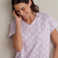 Printed Pima Cotton Women's Jogger Pants Pajama Set - Lisbon Mauve, XS