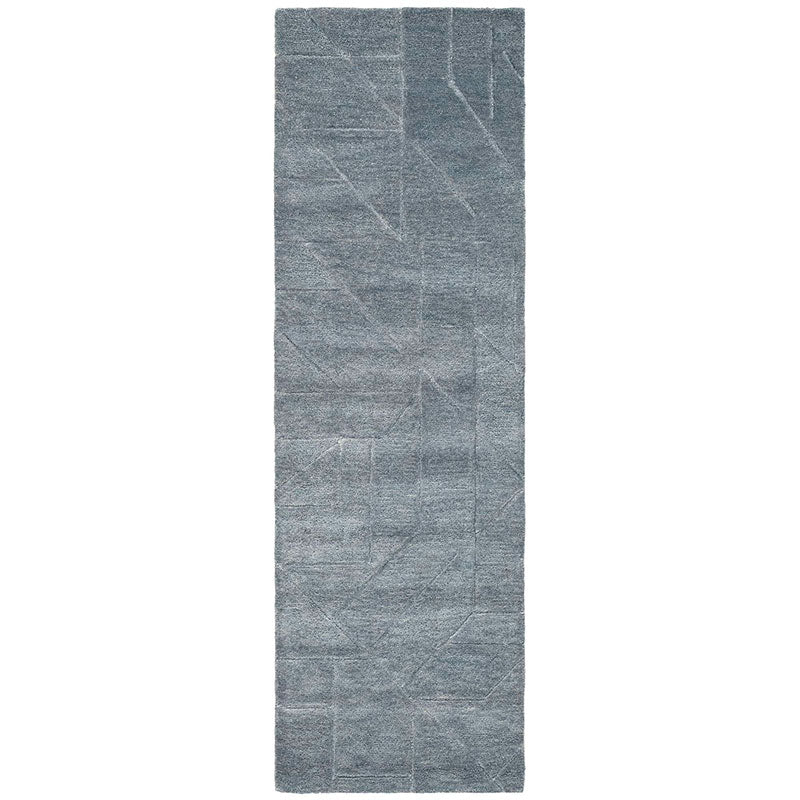 Relief Hand Tufted Wool Rug -  Blue, 8' Runner