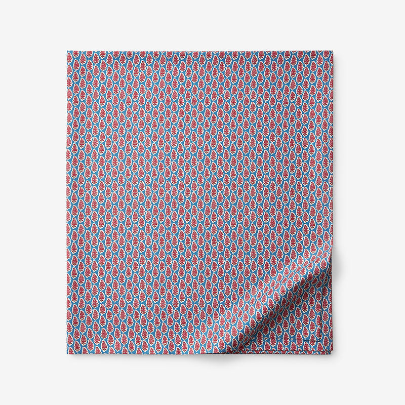 Butti Floral Premium Smooth Sateen Flat Bed Sheet - Red/Blue, King/Cal King