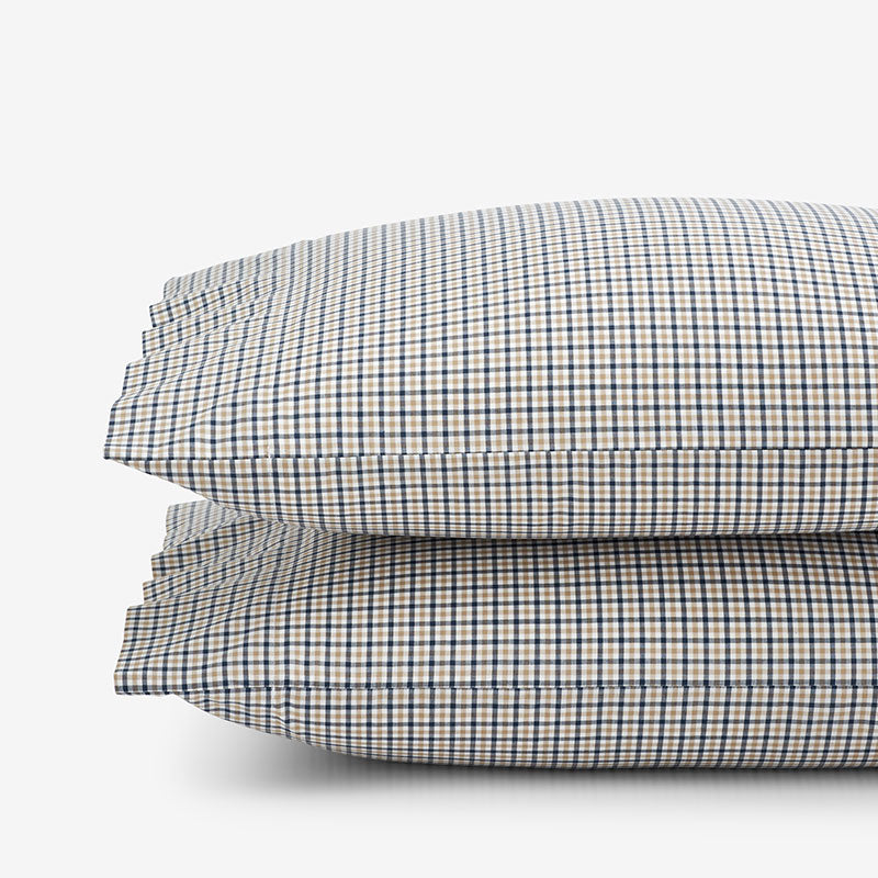 Classic Stripes and Plaids Cool Yarn-Dyed Cotton Percale Pillowcase Set - Mini Check Multi, Standard