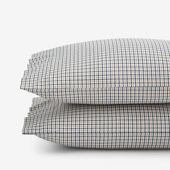 Classic Stripes and Plaids Cool Yarn-Dyed Cotton Percale Pillowcase Set - Mini Check Multi, Standard