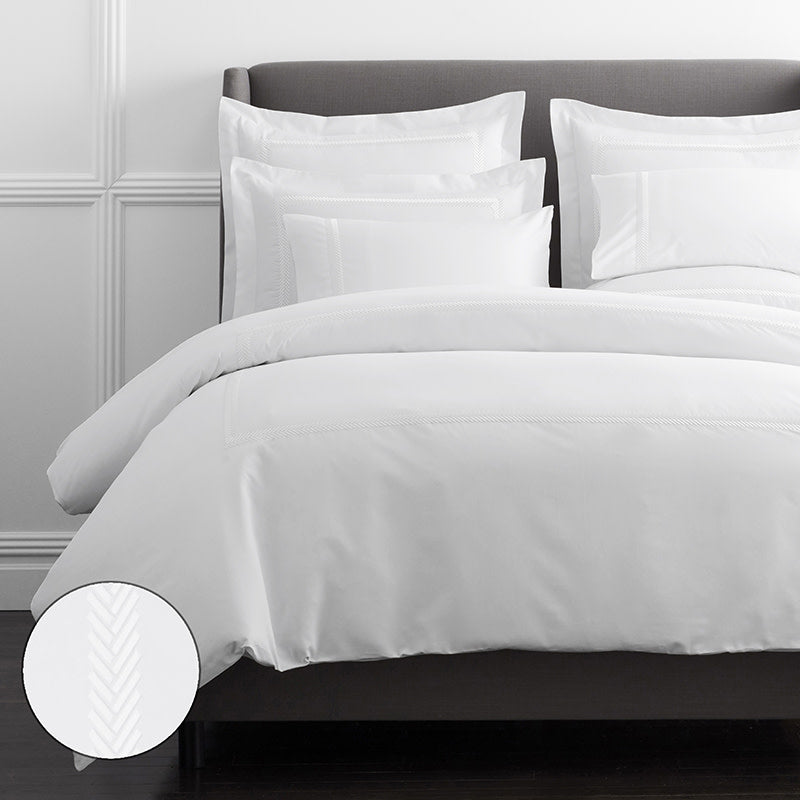 Hewett Luxe Smooth Egyptian Cotton Sateen Duvet Cover - White, Full/Queen