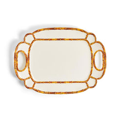 Faux Bamboo Border Melamine Platter - White
