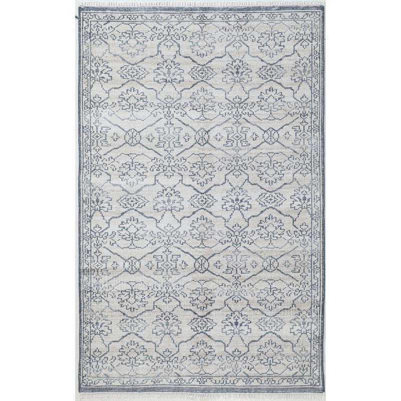 Hand Knotted Performance Rug - Ivory/Slate Blue, 2' x 3'