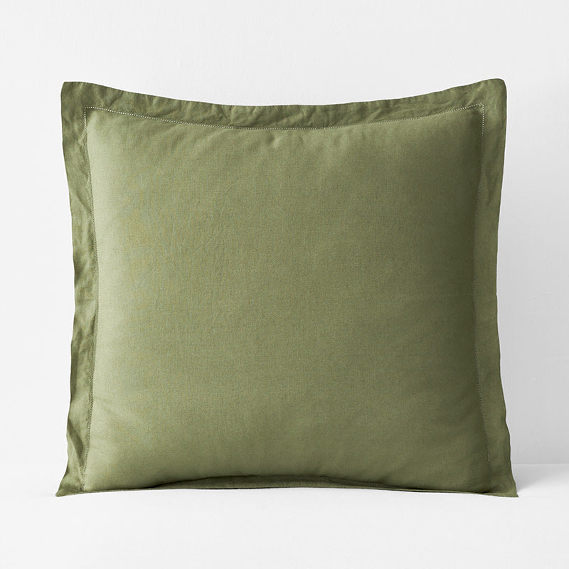 Premium Breathable Relaxed Linen Sham - Moss Green, Euro