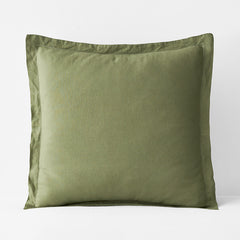 Premium Breathable Relaxed Linen Sham - Moss Green, Euro