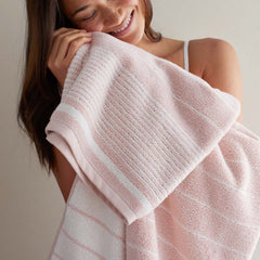 Plush Spa Stripe Hand Towel - Light Rose Quartz