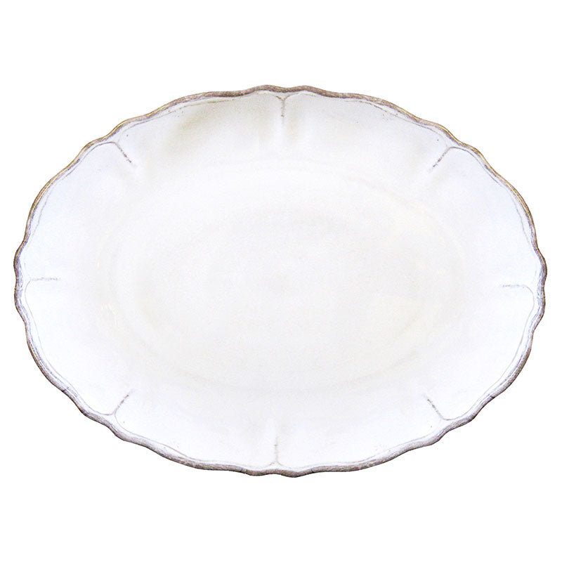 Rustica Antique White Melamine Oval Serving Platter - White