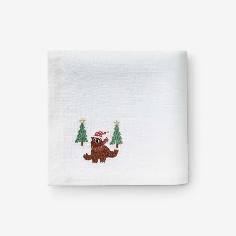 Embroidered Novelty Napkins, Set of 4 - Bear