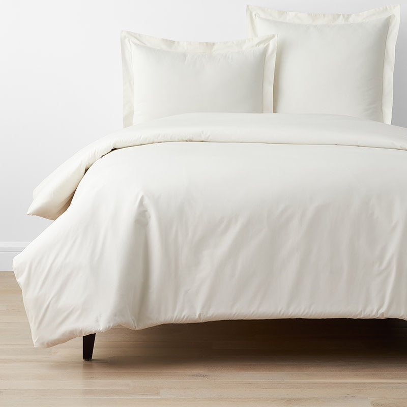 Premium Cool Organic Cotton Percale Duvet Cover - Ivory, Full/Queen