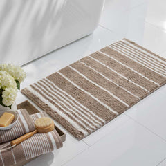 Plush Spa Stripe Bath Rug - Dark Mocha, 17 in. x 24 in.