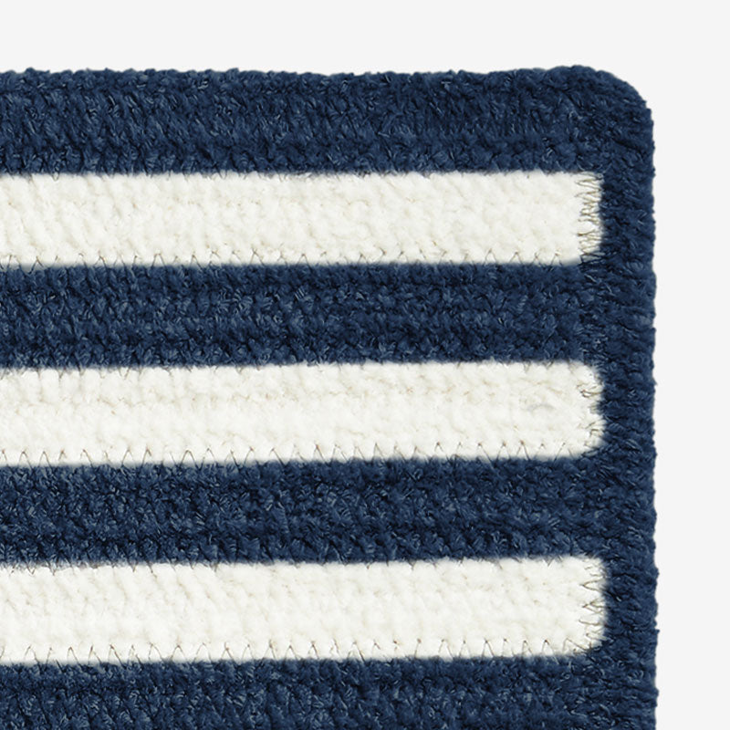 Chenille Border Stripe Handwoven Reversible Rug - Navy, Swatch