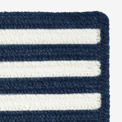 Chenille Border Stripe Handwoven Reversible Rug - Navy, Swatch