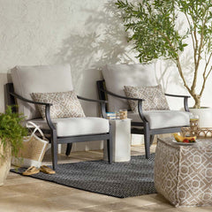 Indoor/Outdoor Pouf - Textured Fretwork Sand, Small