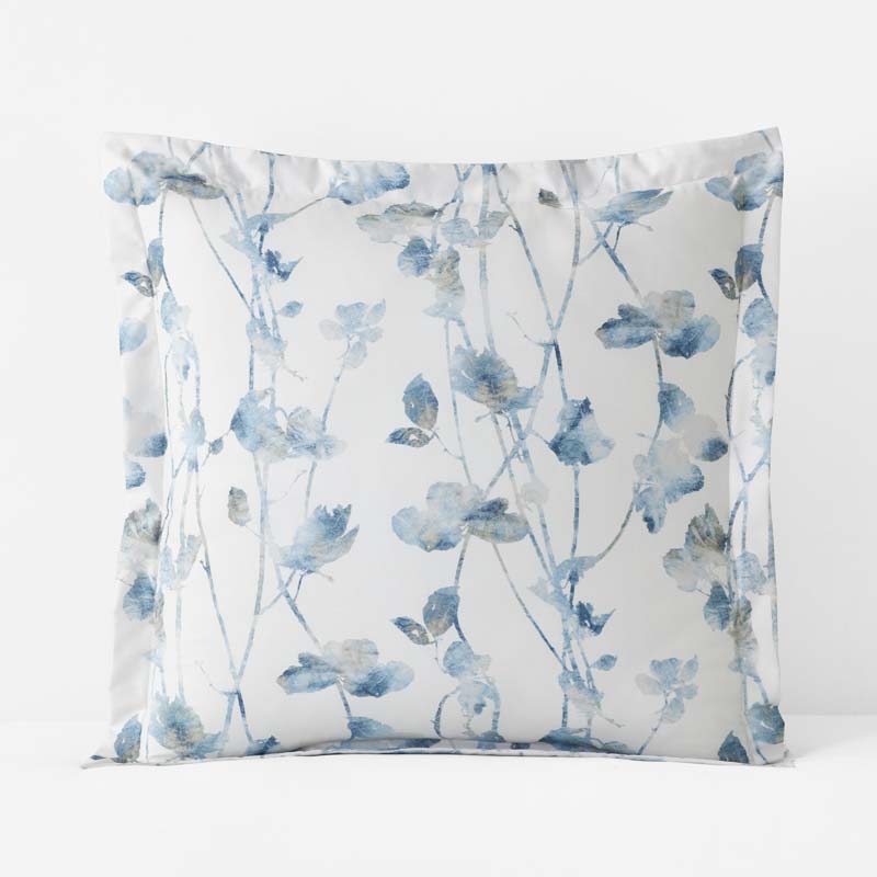 Garden Leaf Premium Smooth Wrinkle-Free Sateen Sham - Blue Multi, Euro