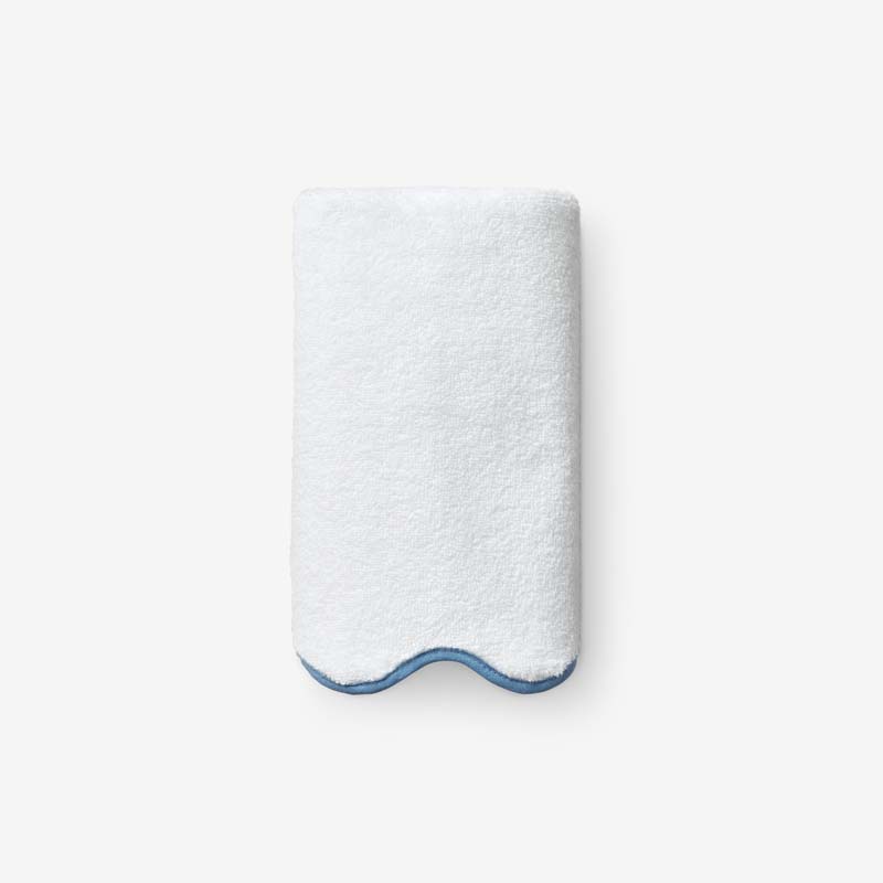 Scalloped Edge Hand Towel - Light Blue